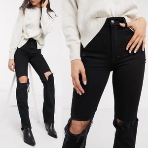 FREE PEOPLE My Own Lane Black Ripped Denim Jeans